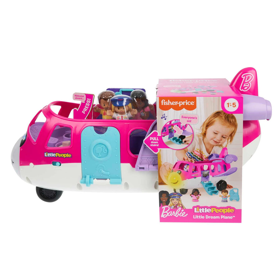Fisher-Price Little People Barbie Little Dream Plane toy with packaging on a white background