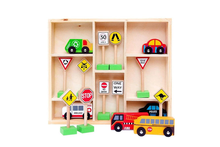 Fun Factory Wooden Cars and Traffic Signs