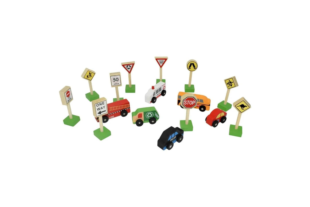 Fun Factory Wooden Cars and Traffic Signs
