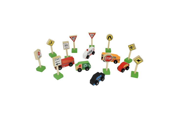 Fun Factory Wooden Cars and Traffic Signs