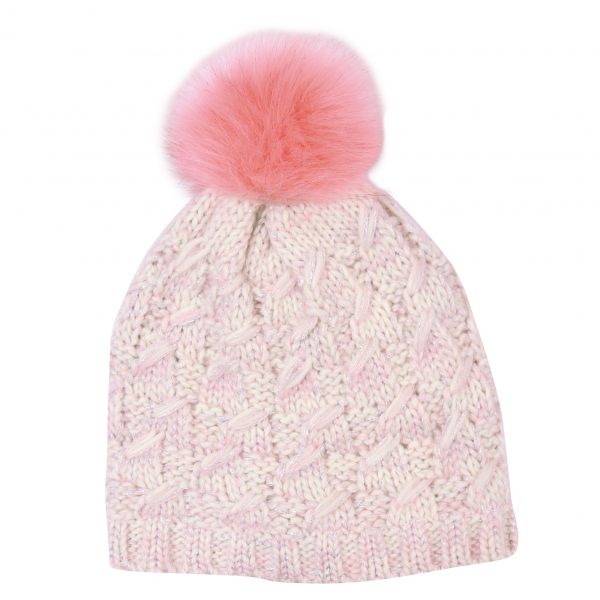 Pink Glitter knit beanie with Pom Pom Foote Street