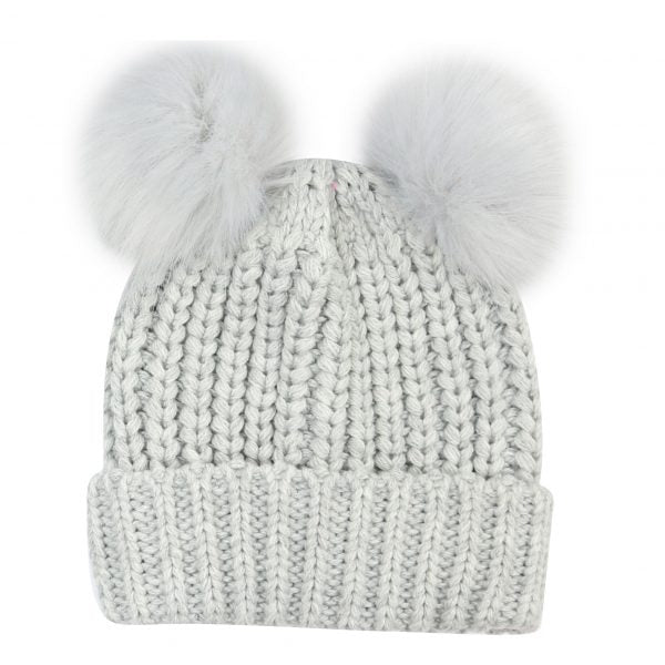 Grey double pom pom beanie Foote Street kidzstuffonline