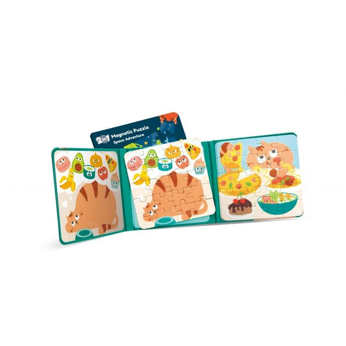 Children's puzzle with animal illustrations on a white background