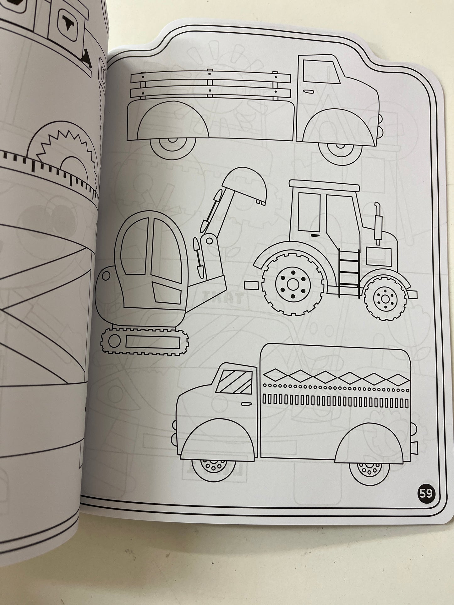 Truck and diggers colouring book with stickers