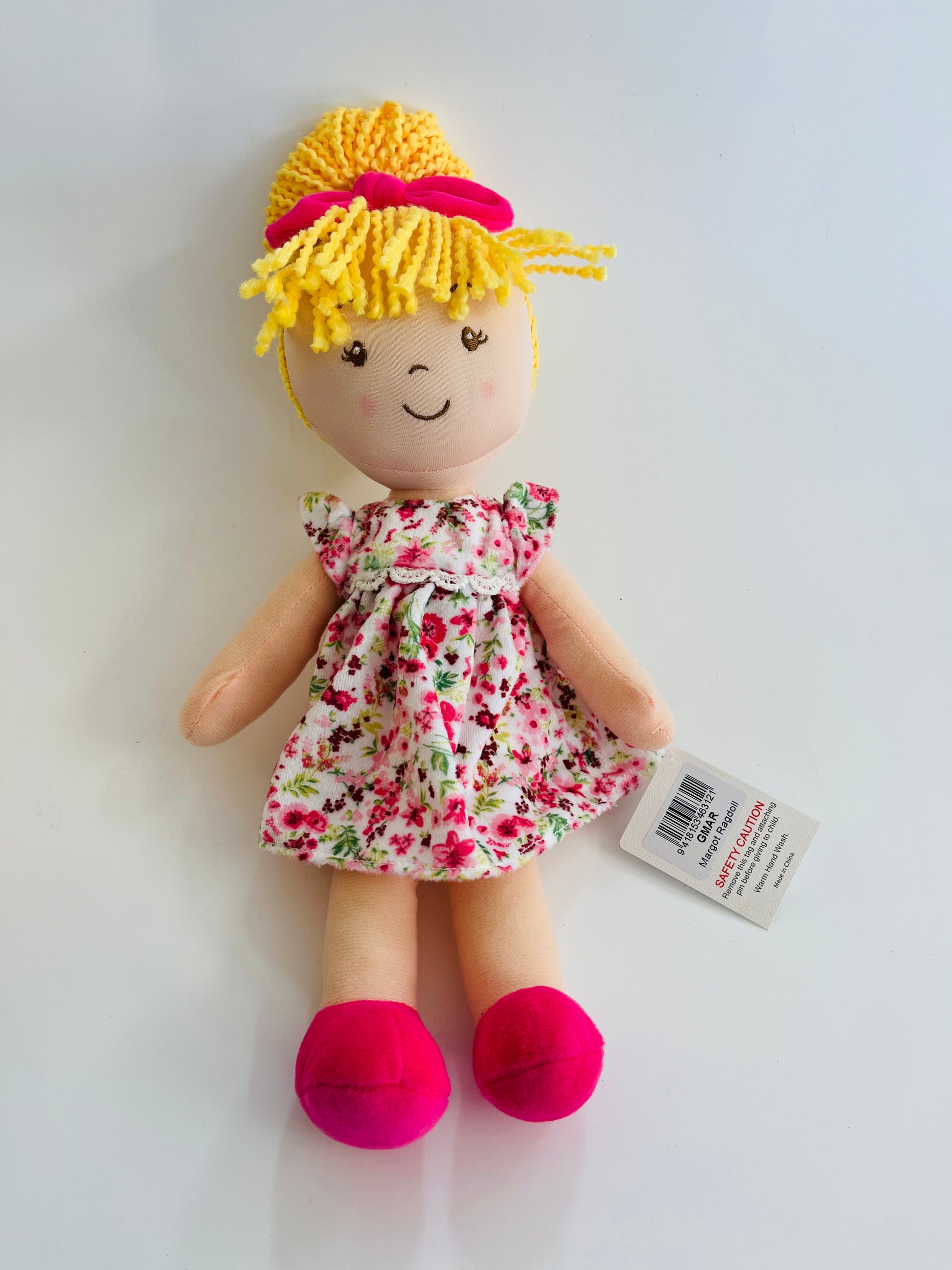 rag doll blond hair and floral dress 