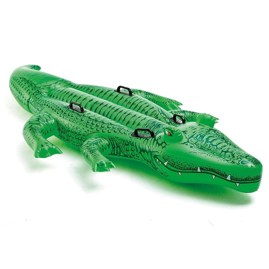 intex crocodile float on a white background green with black handles