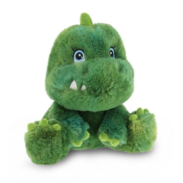 green dinosaur pet plush toy on a white background