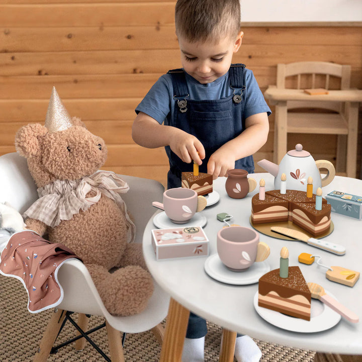 wooden tea set in case speedy monkey