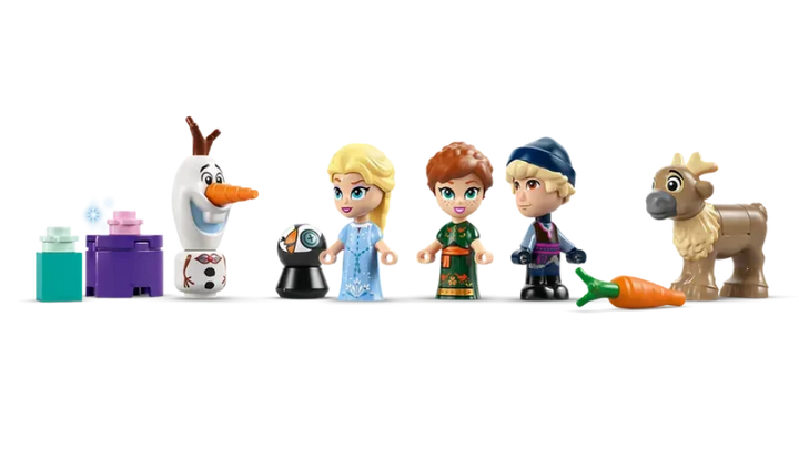 lego mini figures characters from 'Frozen' on a white background