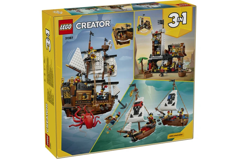 LEGO Creator pirate ship set packaging on a white background