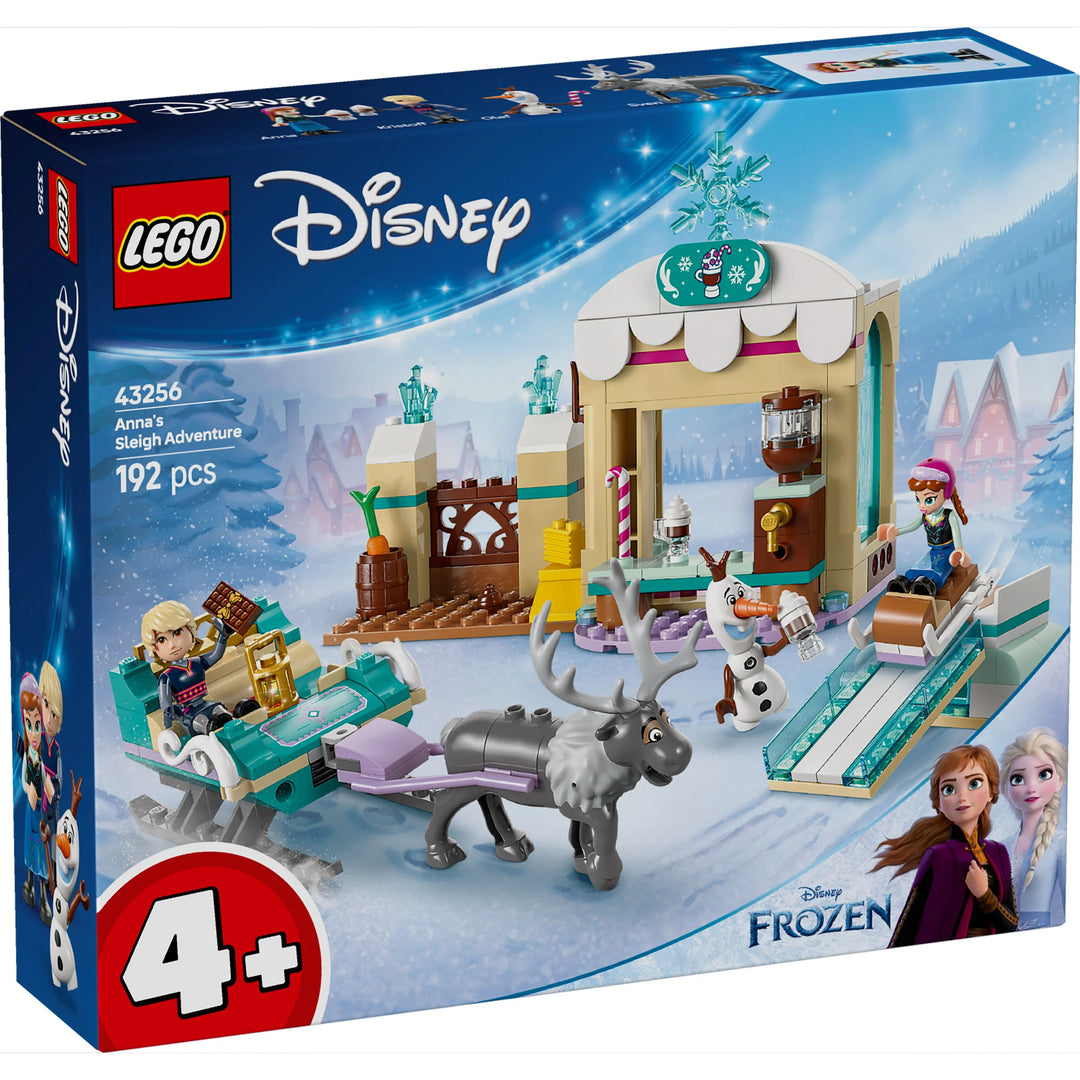 LEGO Disney Frozen set packaging with characters and reindeer on a snowy background