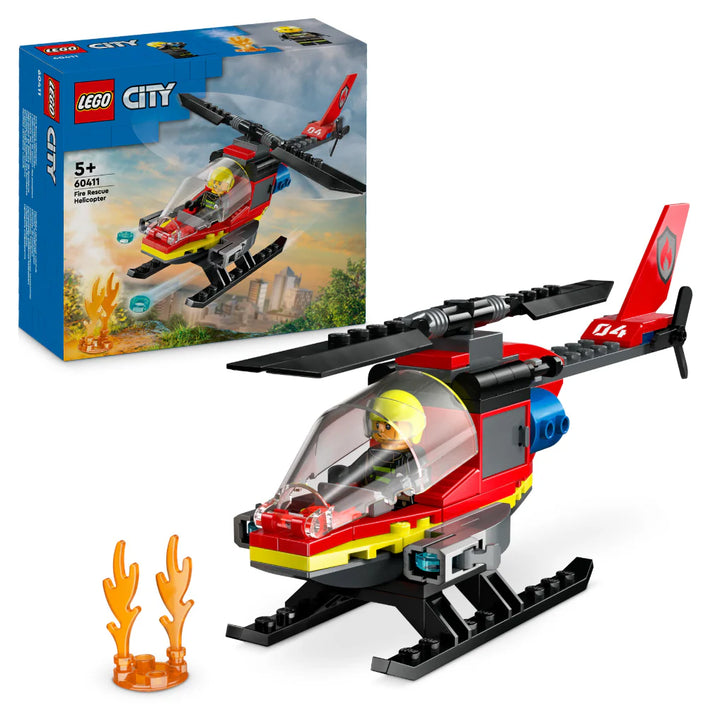 LEGO City helicopter set with packaging on a white background