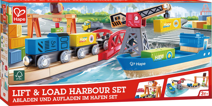 Lift and Load Harbour wooden train Set Hape