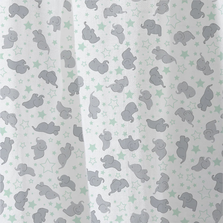 Little Linen Muslin Wrap Mint Elephant