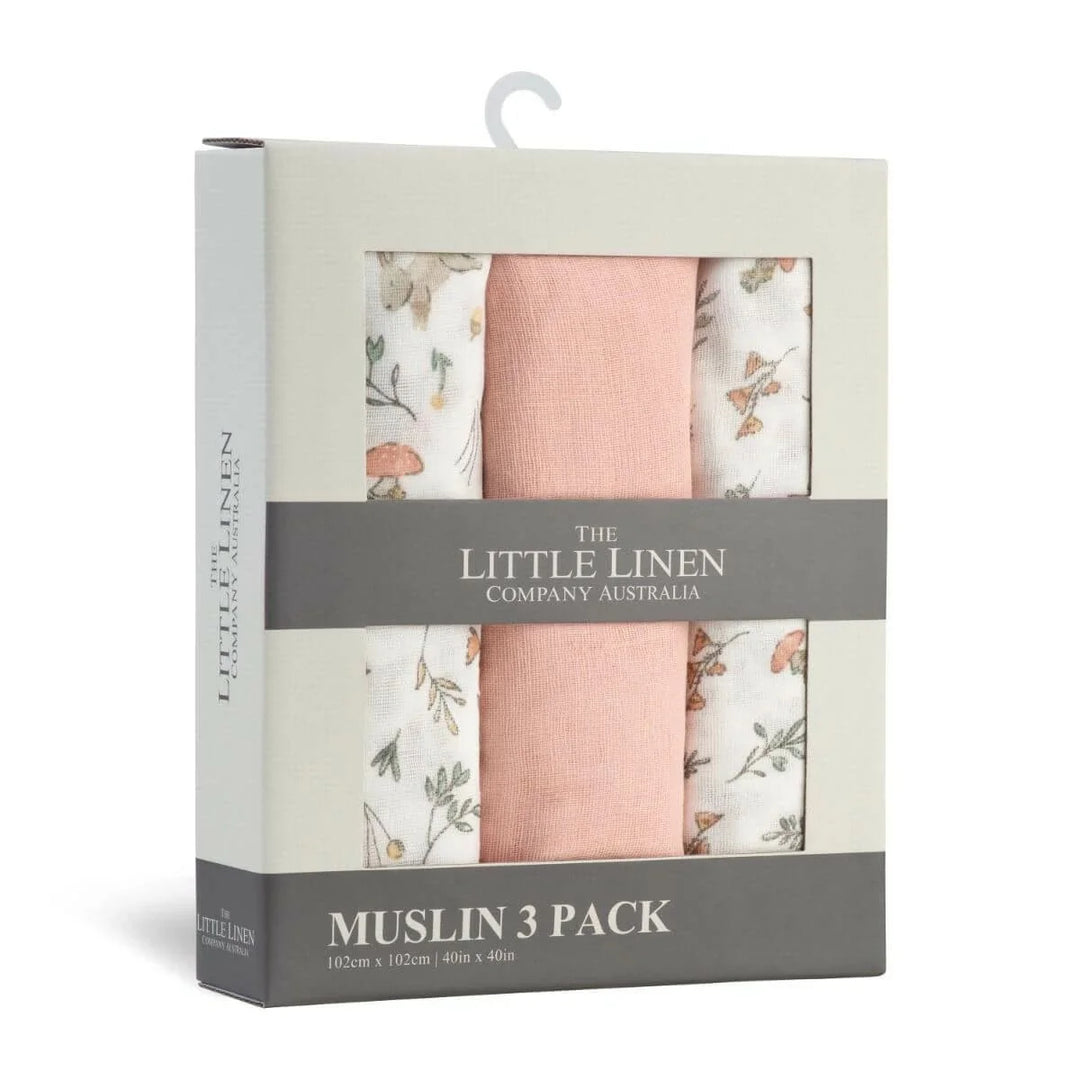 The Little Linen Company - Muslin Baby Wrap 3 Pack - Harvest Bunny