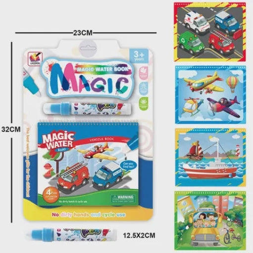magic water coloring transport book in packaging with exemplar images to the right of the paintings you can create