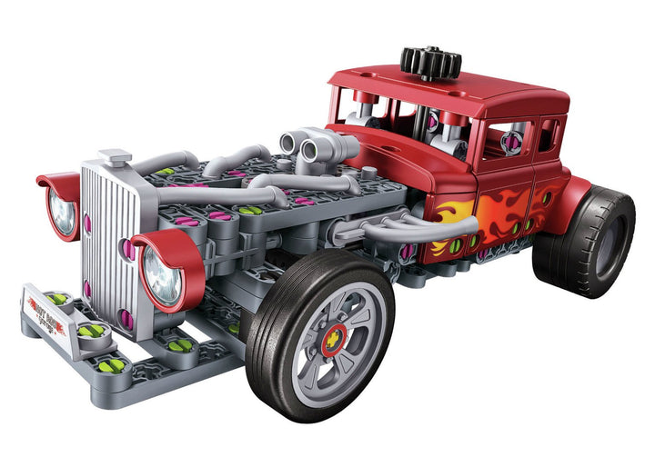 red flame hot rod truck on a whitebackground