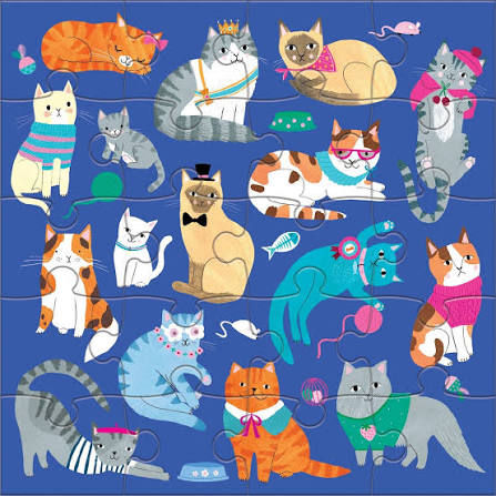magnetic cats puzzle featuring an array of different cat breeds