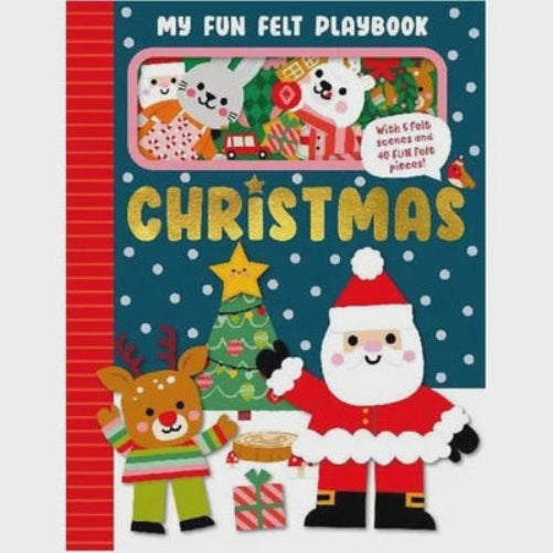 fun felt christmas playbook with cover with santa and reindeer