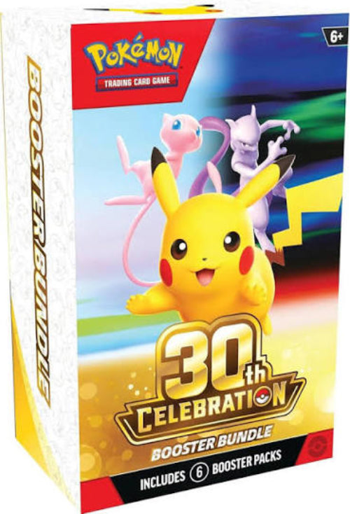 Celebrating 30 Years of Pokémon

Commemorate 30 years of joy with fan-favorite Pokémon spanning three dazzling decades! Celebrate this magnificent milestone with the mighty
presences of Mewtwo ex and Mew ex, followed by a wealth of allies like Umbreon ex, Salamence ex, and Greninja ex. Plus, there are 30 reasons
to honor Pikachu, as each booster pack contains one—with 30 unique variations to collect as Pikachu rare cards! And, whether you’re looking
forward to a glittering future or taking a nostalgic look 