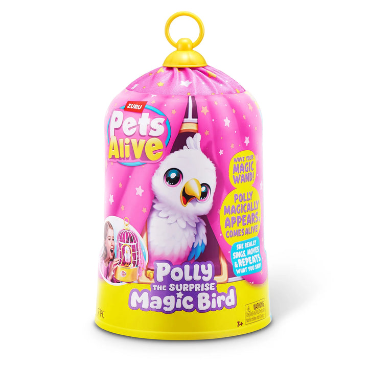 Zuru Pets Alive Polly the Surprise Magic Bird toy packaging on a white background