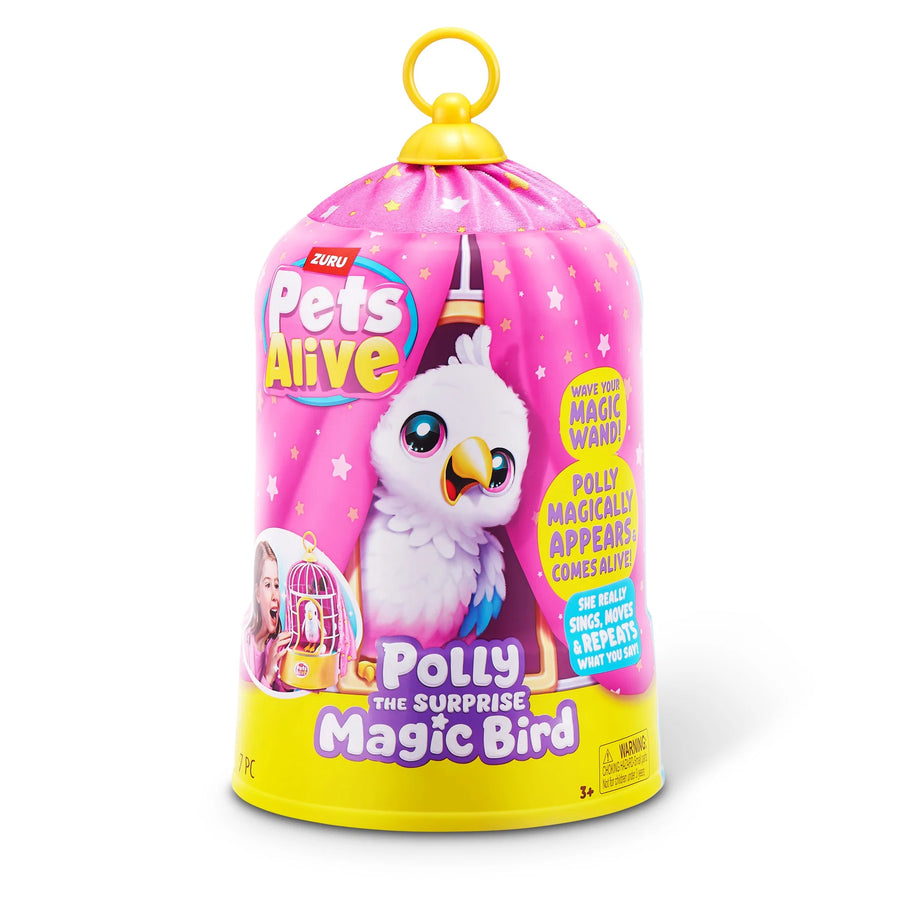 Zuru Pets Alive Polly the Surprise Magic Bird toy packaging on a white background