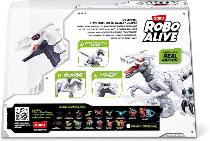 Robo Alive toy dinosaur packaging with branding and features highlighted