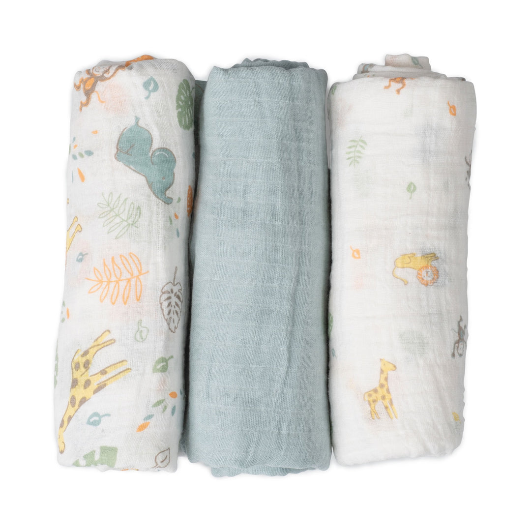 The Little Linen Company - Muslin Baby Wrap 3 Pack - Savanna Giraffe