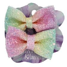 Twinkle And Twirl Sequin Bow Slides 2pc Pink/Green