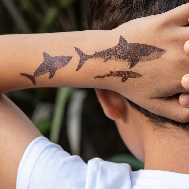 Shark Temporary Tattoos showing on child