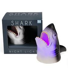 Shark night light with packaging on a white background