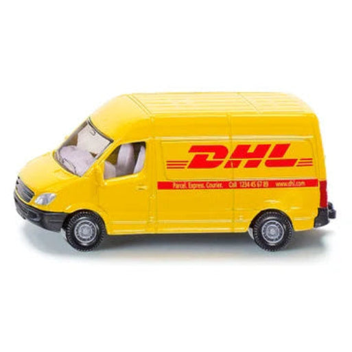 yellow dhl post van on a white background
