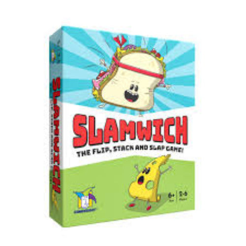 Slamwich  card game box with cartoon characters on a blue and green background