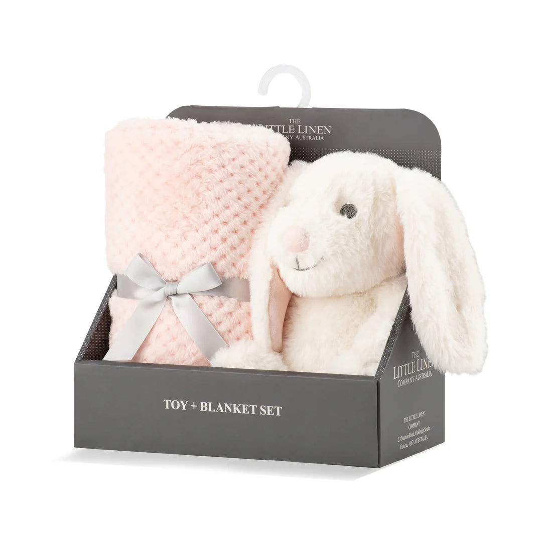 The Little Linen Company - Snow Bunny Plush Toy And Blanket ...