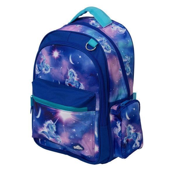 Backpack with unicorn design on a white background