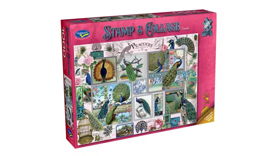 1000 Piece Puzzle Stamp and Collage - Peacocks
