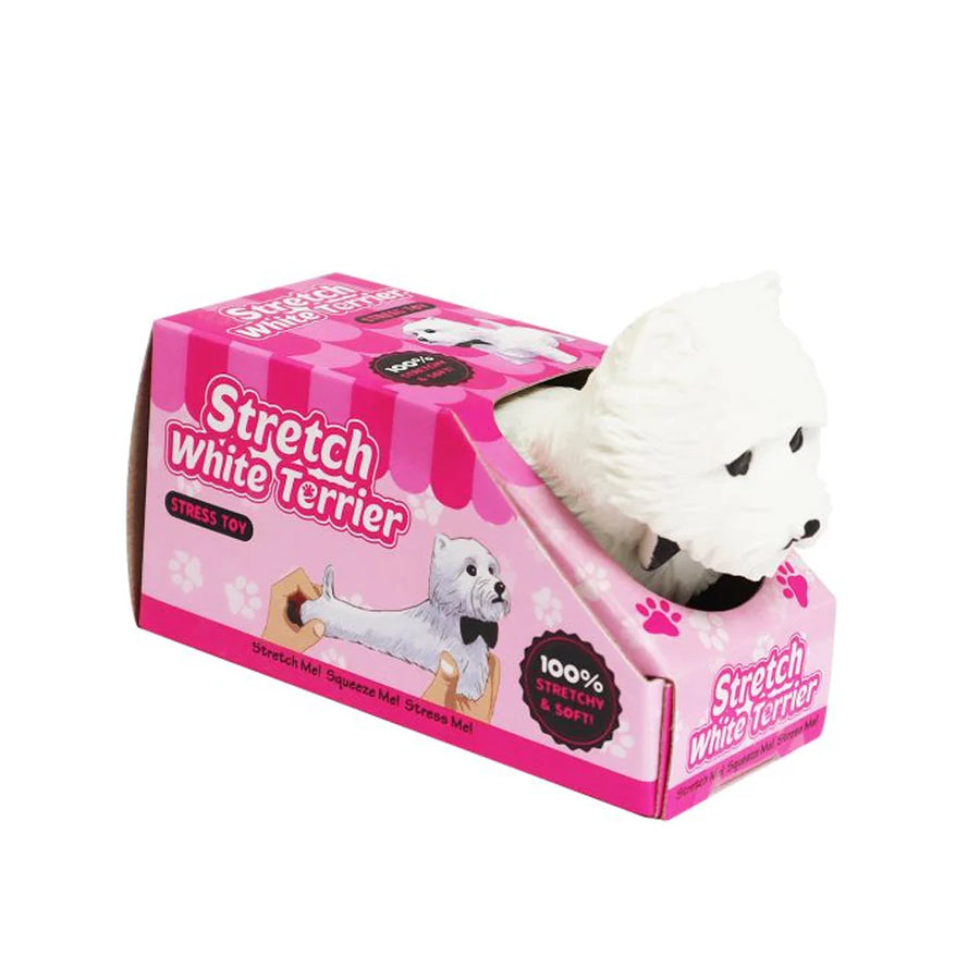 Stretchy white dog