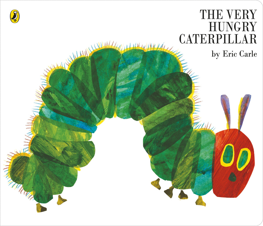 thevery hungry caterpillar book with green caterpillar on a white cover