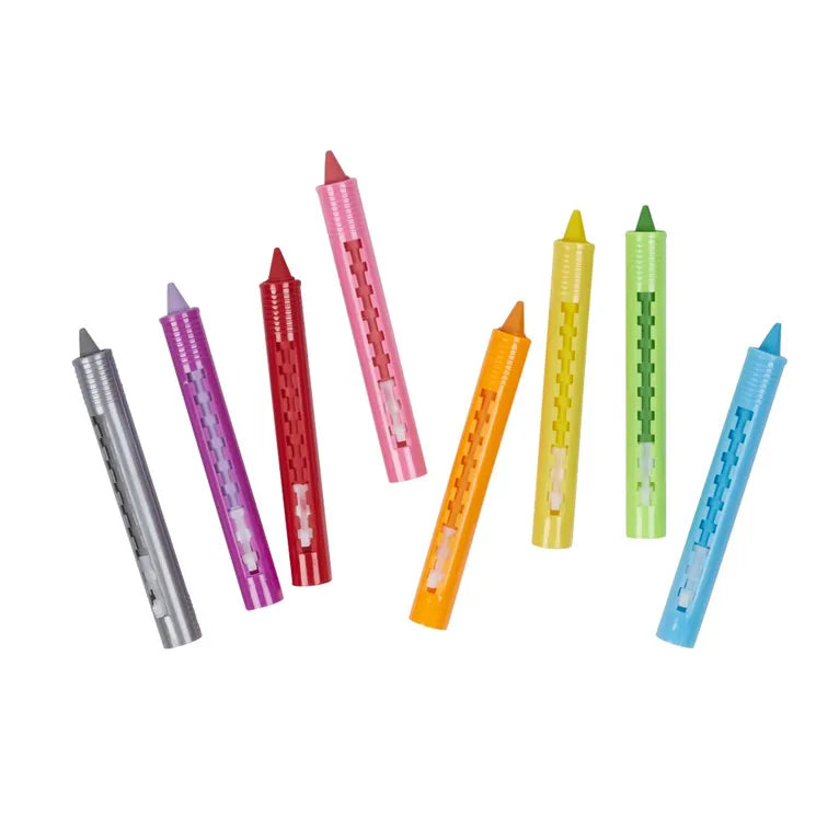 Set of colorful bath crayons on a white background