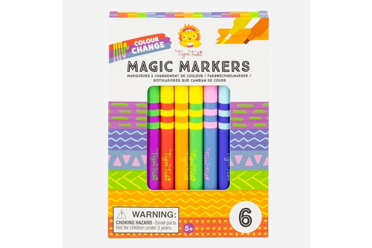 Pack of Tiger Tribe Magic Markers with colorful packaging on a white background