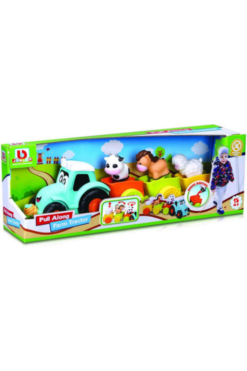 Toy train set packaging with cartoon characters on a white background