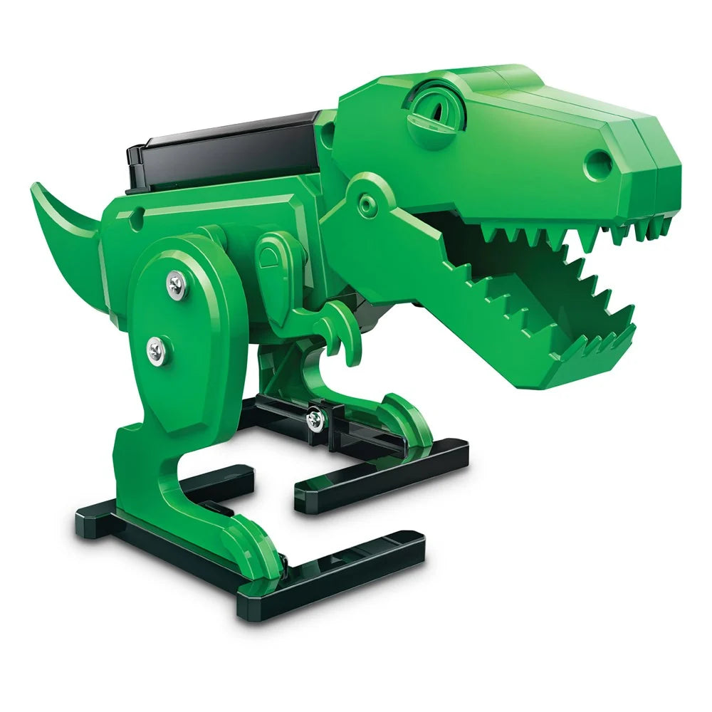 Green dinosaur robot toy on a white background