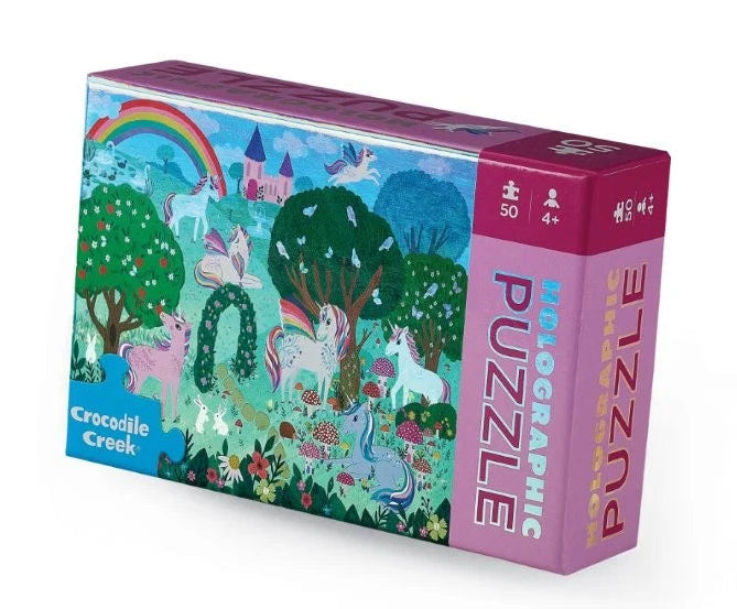unicorn puzzle packaging in purple box on white background