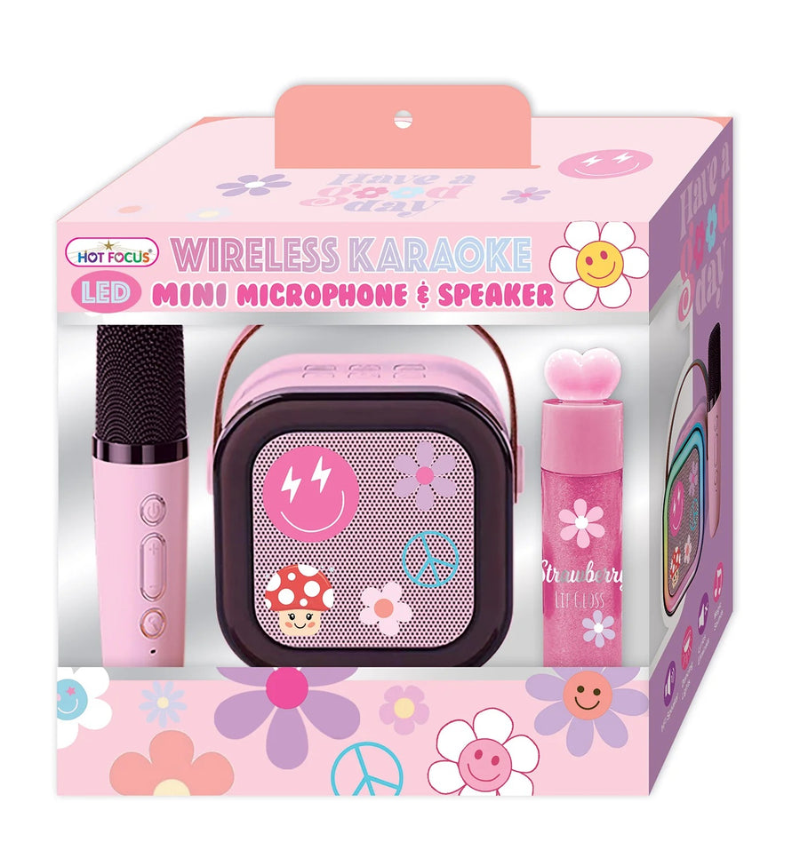 LED Wireless Karaoke Mini Microphone and Speaker Hot Focus
