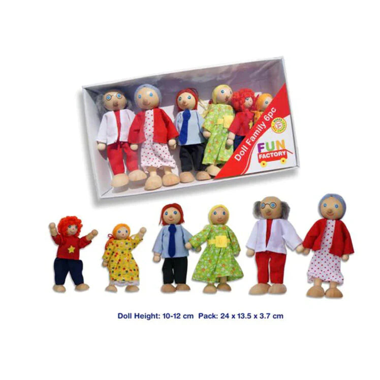 wooden doll family 6 pieces