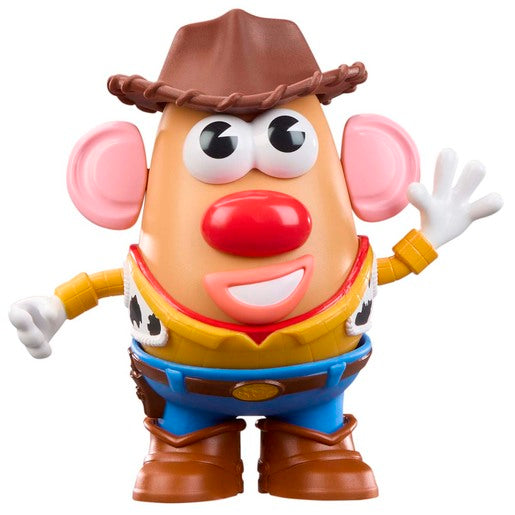 Toy Story figure of a potato with a cowboy hat and outfit on a white background