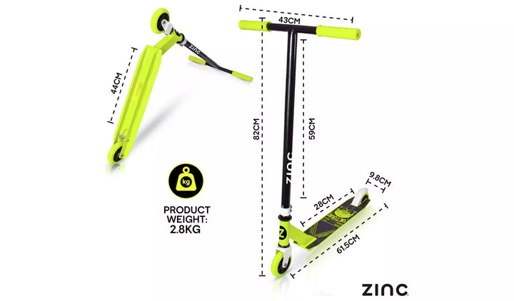Zinc Stunt Scooter Detour measurements 