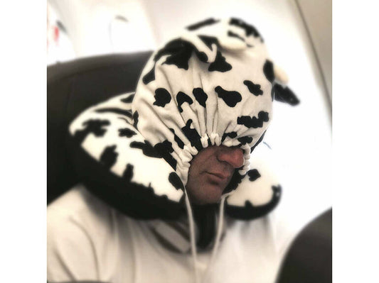 Cow Print Hooded Neck Pillow