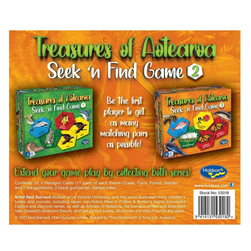 Treasures of Aotearoa Seek n' Find game (back)