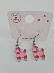 Pink Dog Hook Earrings